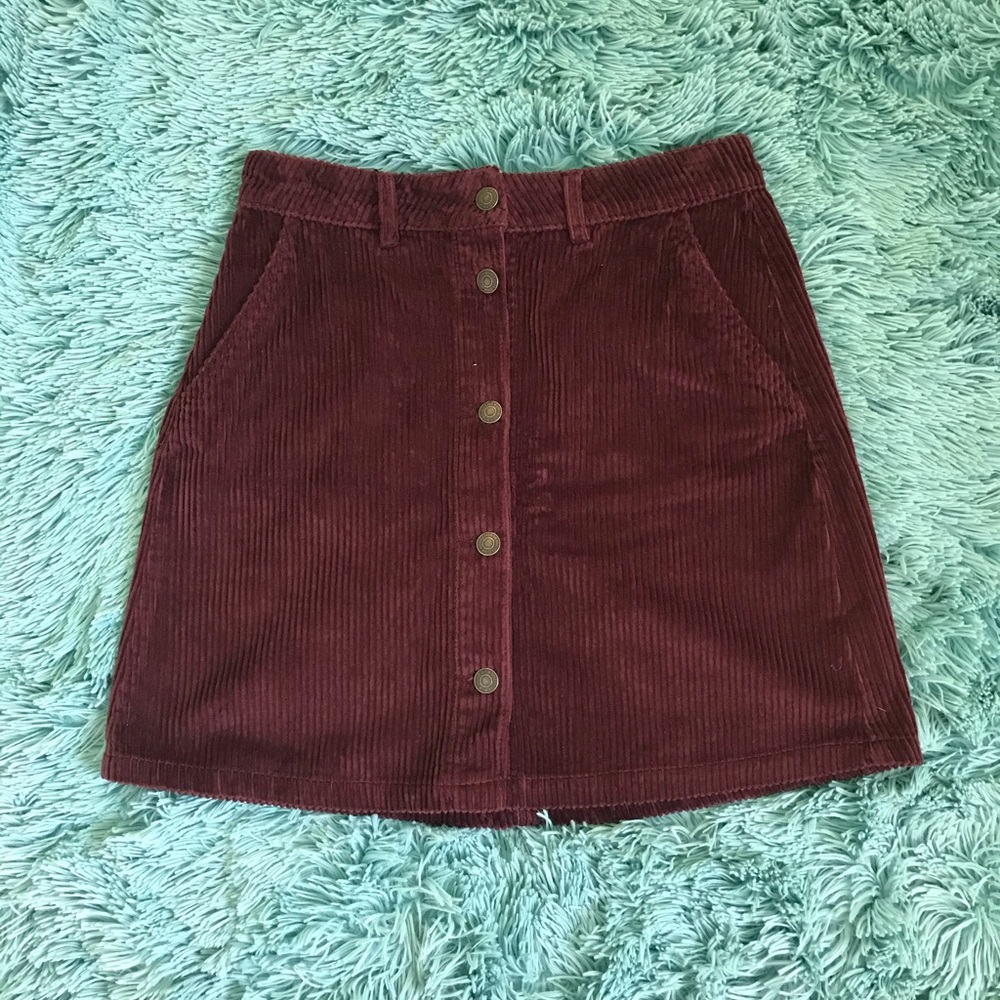 Corduroy button down skirt